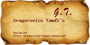 Gregorovics Tamás névjegykártya